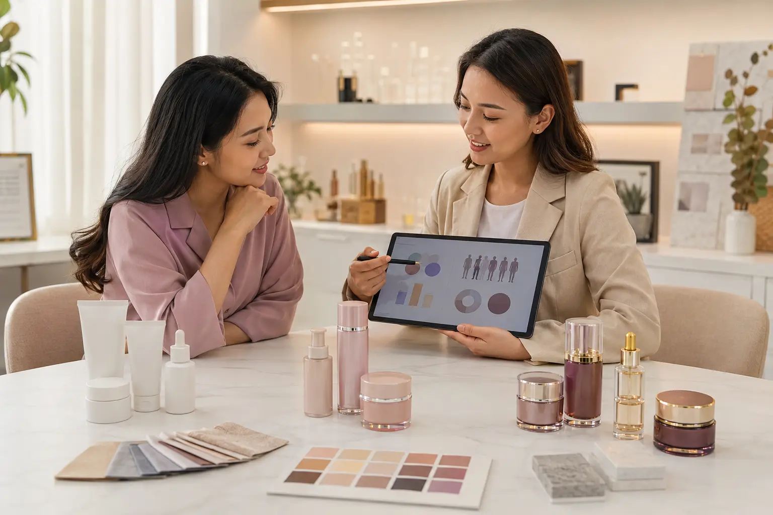 Konsultasi penyesuaian konsep produk kosmetik berdasarkan budget dan target market brand