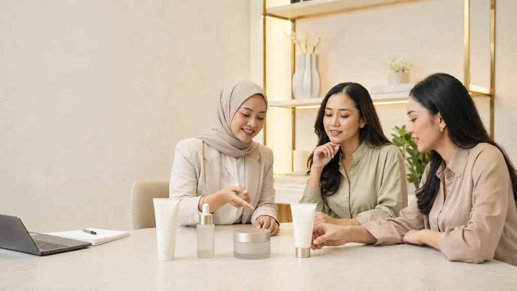 Diskusi memilih facial wash, serum, moisturizer, atau sunscreen sebagai produk pertama brand skincare
